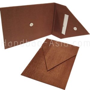 brown silk presentation envelope with pocket