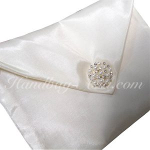 ivory silk envelope with pearl