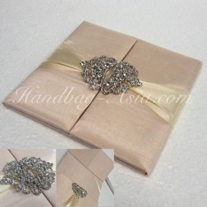 crown brooch embellished wedding folder