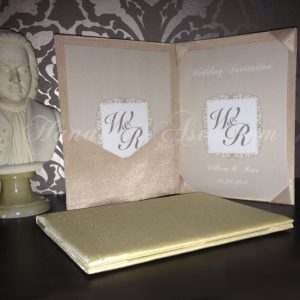 cream book fold wedding invitation