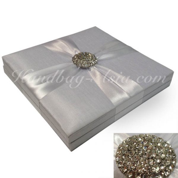 Off White Silk Box For Wedding Invitation or Party Invitations 