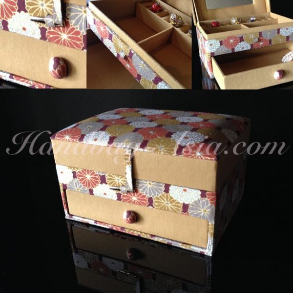large cotton jewellery box with drawer