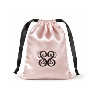 Custom Monogram Embroidered Satin Drawstring Bags