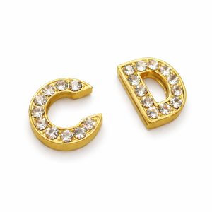 Golden Alphabet Letter Crystal Buckles & Brooches For Embellishment Projects