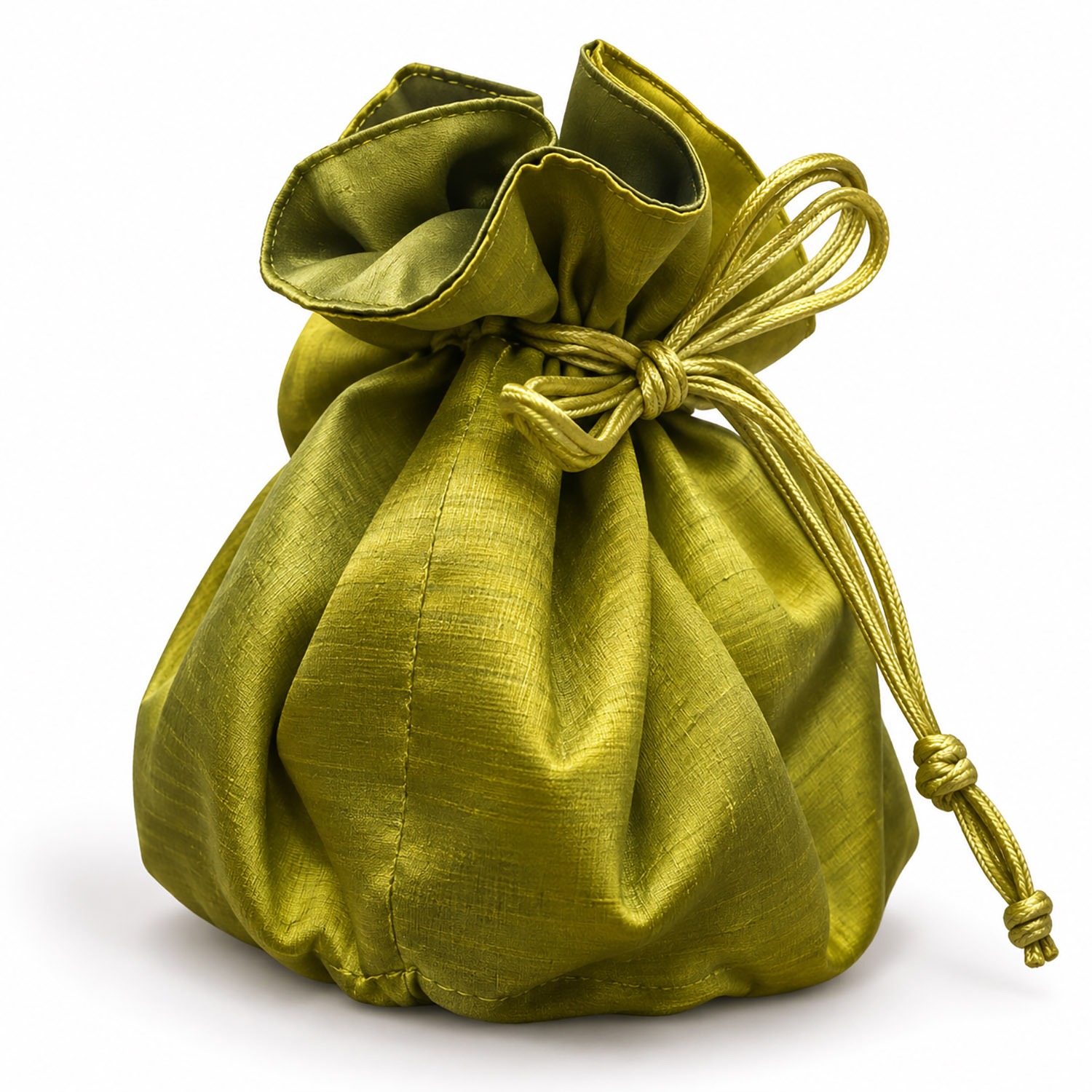 Green Silk Jewelry Drawstring Pouch with Gold Beads.jpg