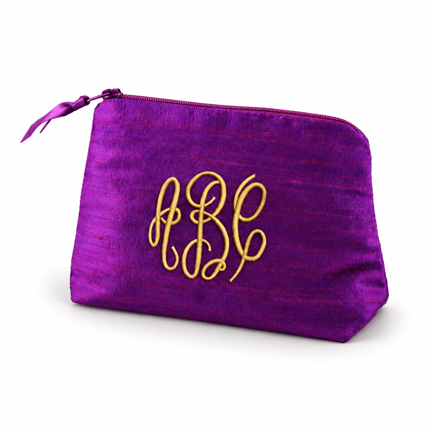 Personalized Silk Cosmetic Bags with Custom Embroidery
