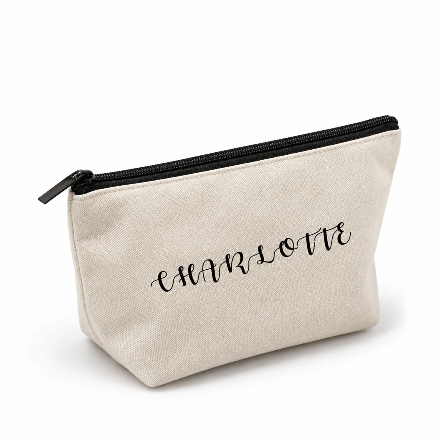 Personalized Zippered Cotton Cosmetic Bag