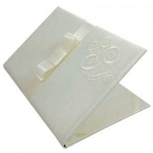 Ivory monogram embroidered inviattion folio