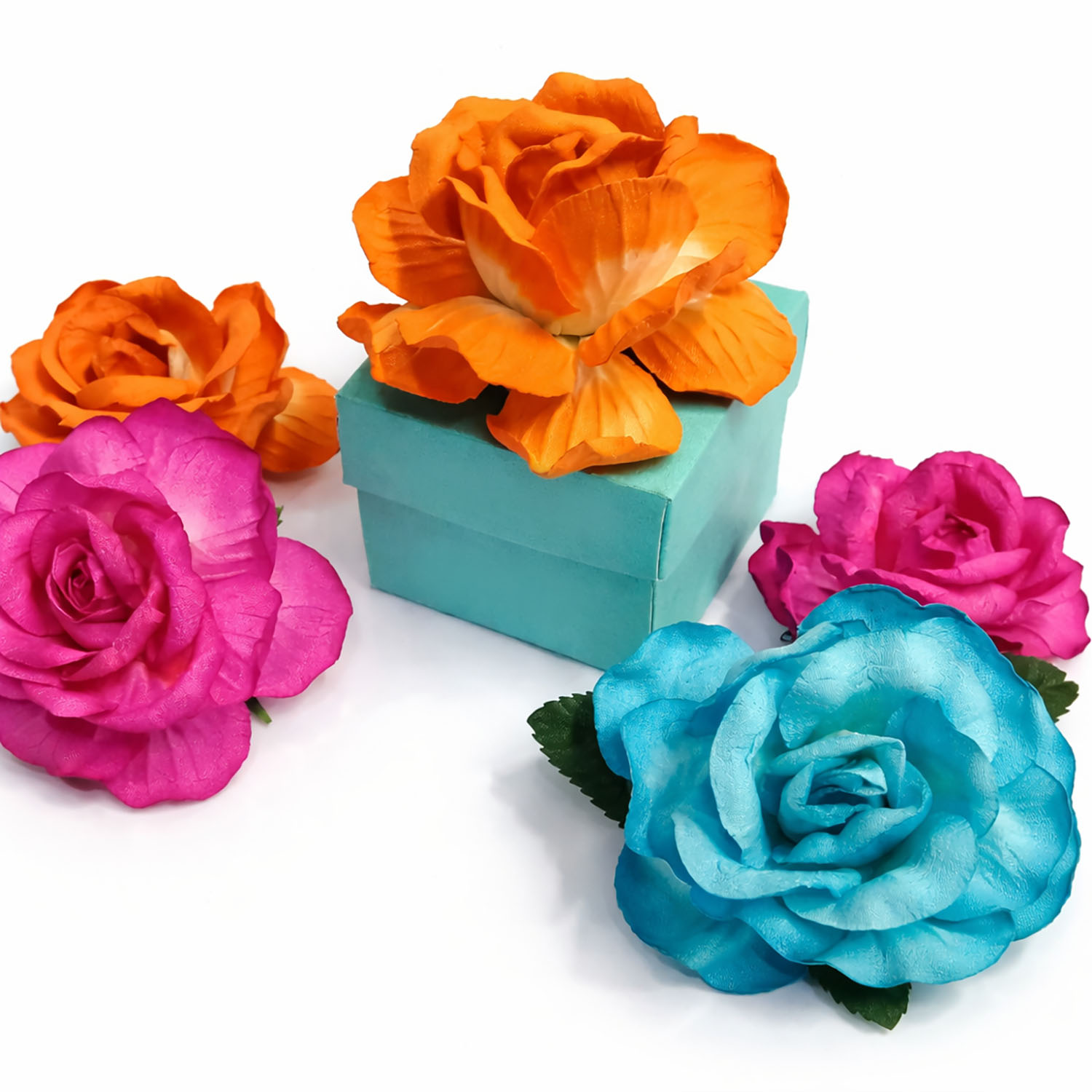 Turquoise Faux Silk Folding Favor Box