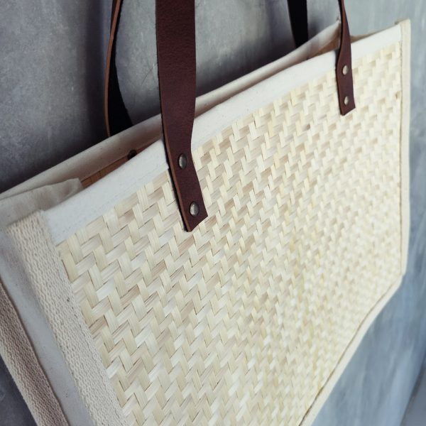 bamboo bag leather handle