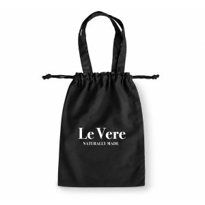 Custom logo printed black cotton drawstring pouch with handle