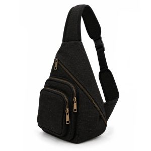 black cross body hemp bag front view