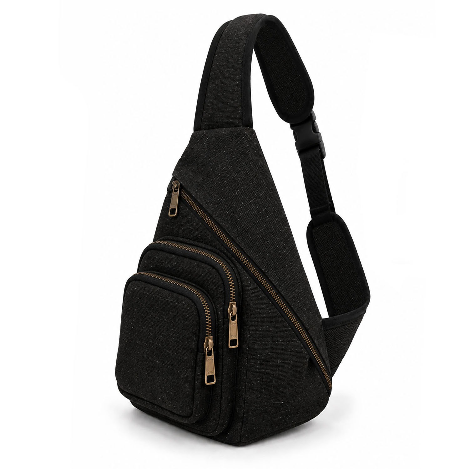 black cross body hemp bag front view