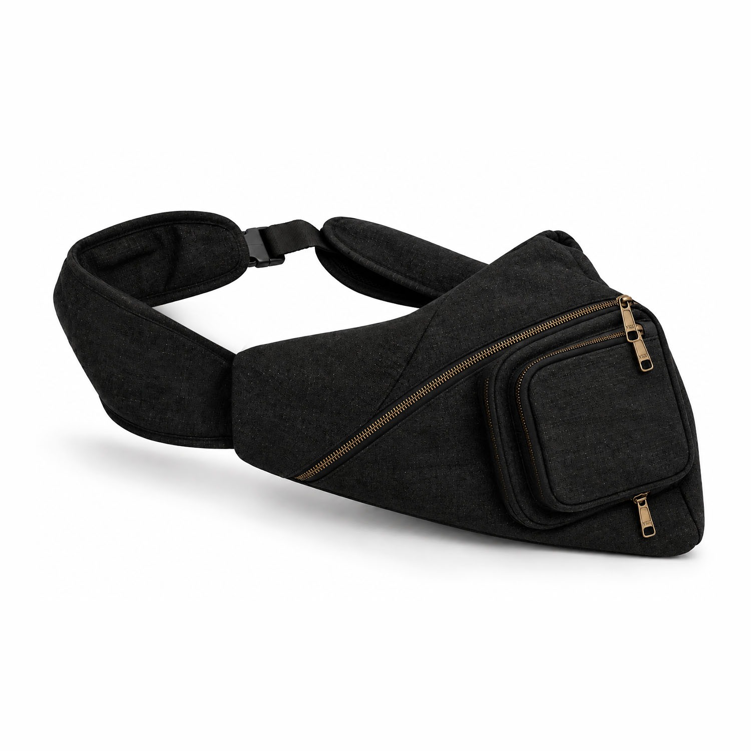 black hemp cross body bag side view