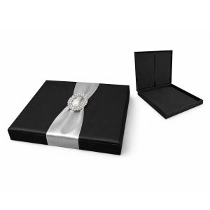 Embellished Black Silk Wedding Invitation Box