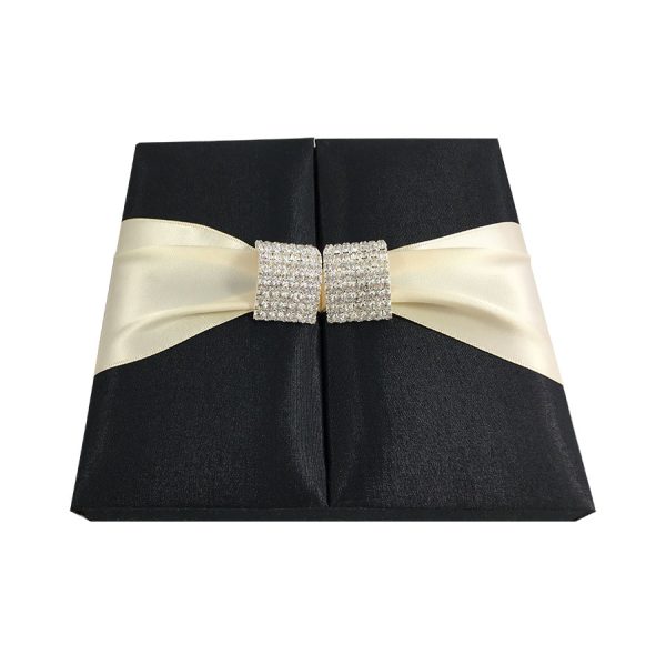 Black embellished silk invitation box