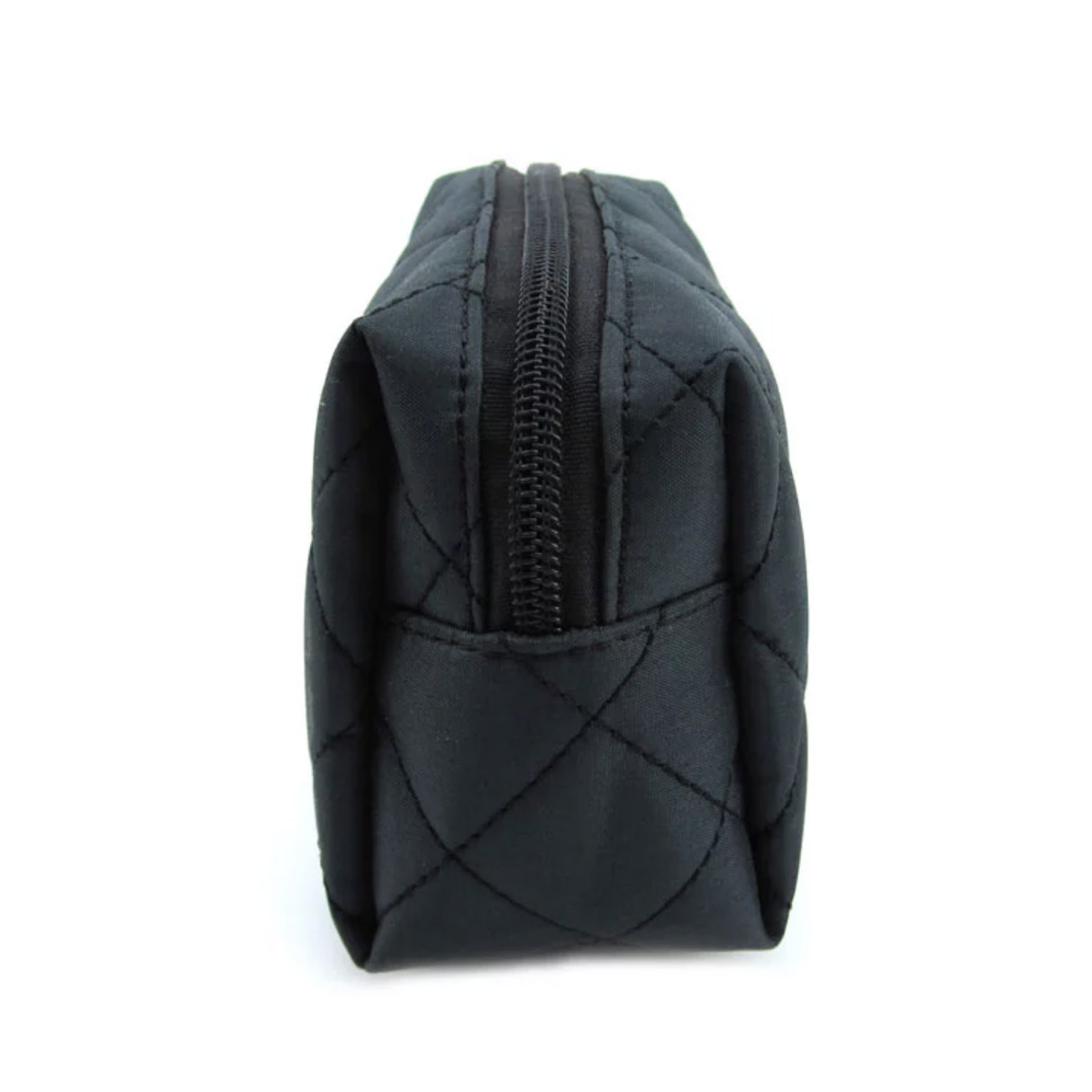 Plain Black Cotton Quilt Cosmetic Bag