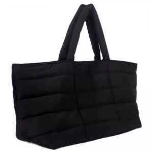 Large black quilted cotton shoulder bag