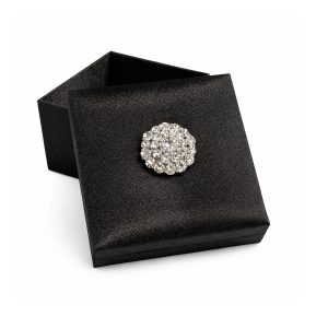 Black silk gift box with removable lid and crystal button