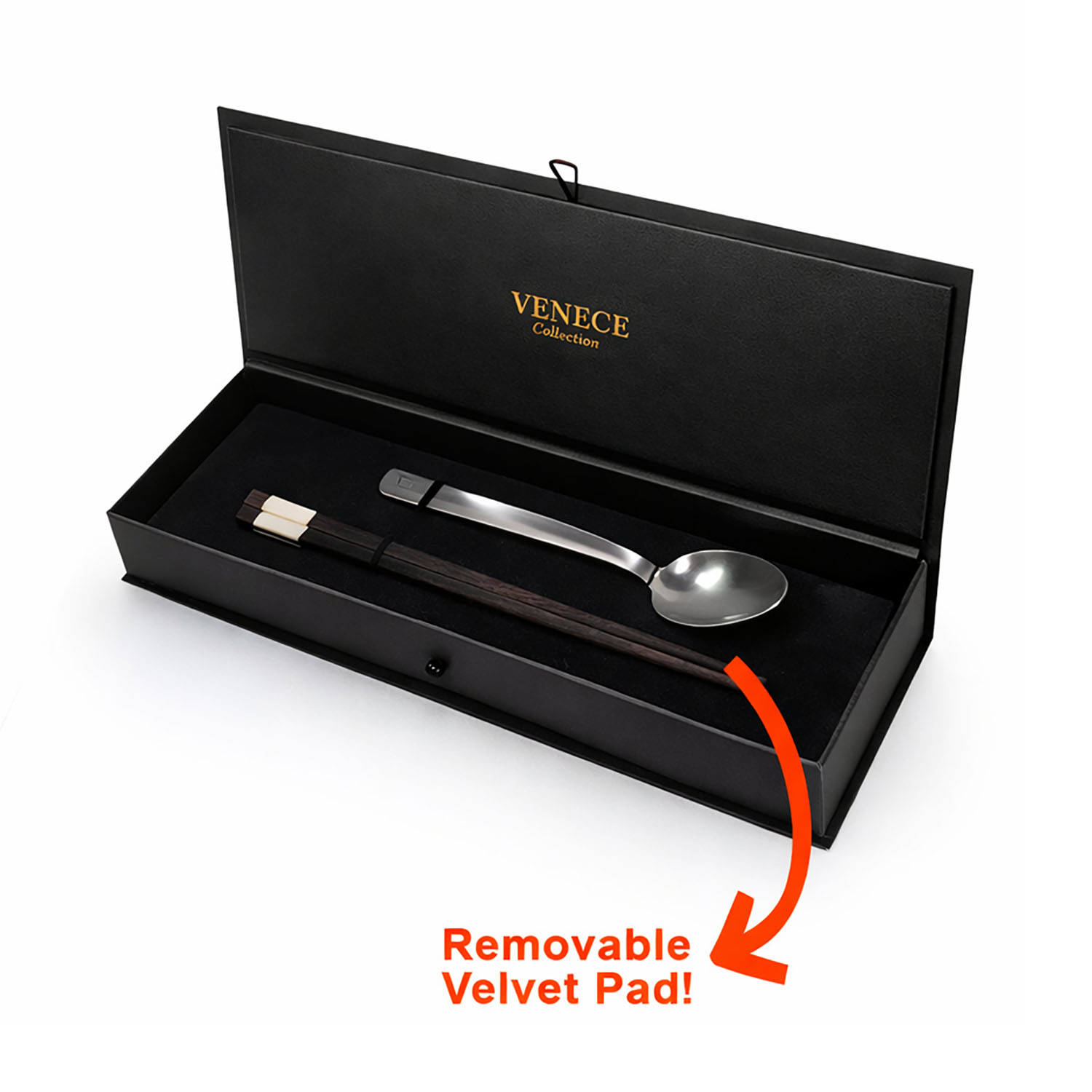 Black spoon and chopstick cutlery box