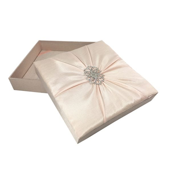 Blush pink cushioned silk wedding box