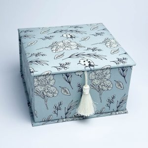 custom printed cotton tea gift box with botanical garden motive