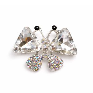 Butterfly brooch with large rhinestones and AB stones from Thailand