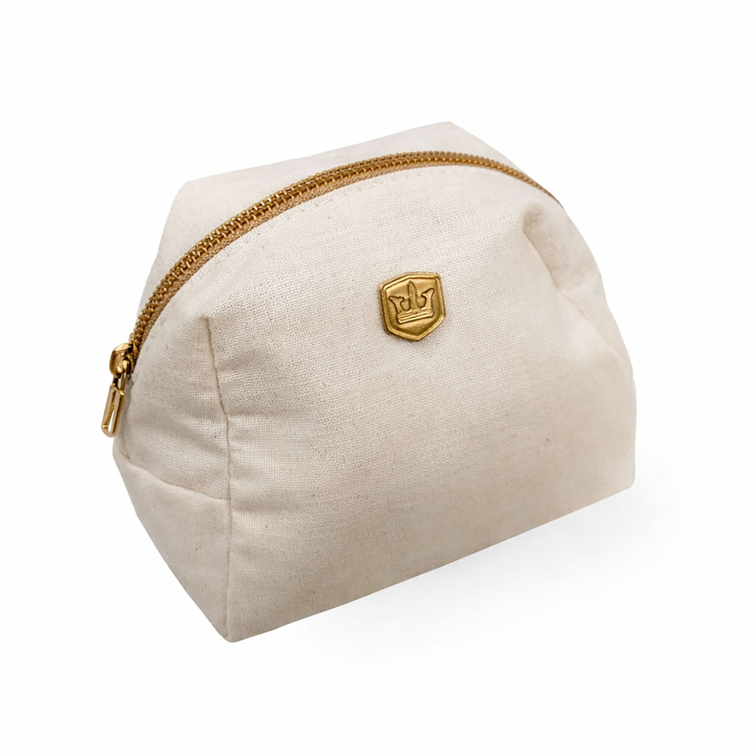 Classic cotton cosmetic bag with zipper closure
