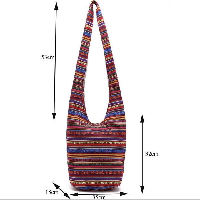 Patched Graphic Print Cotton Hippie Hobo Bag – shopdafe