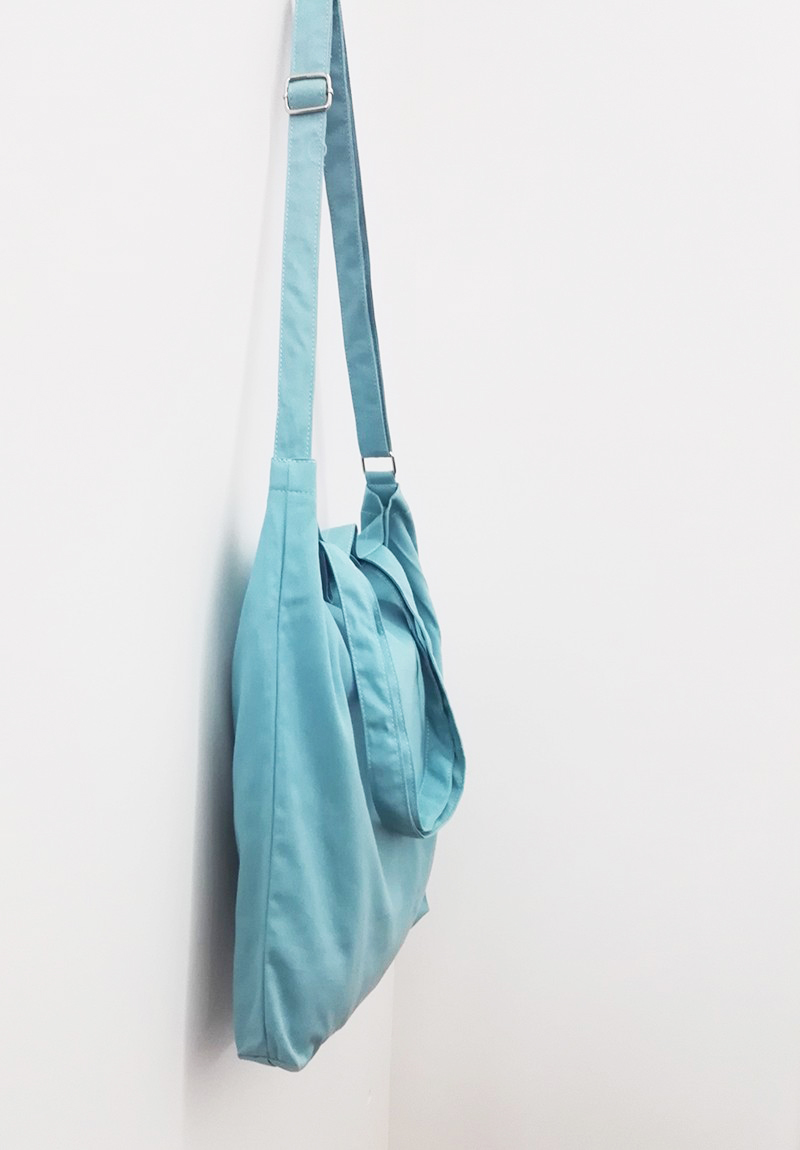 blue cotton shoulder bag