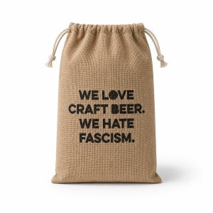 craft beer slogan printed jute drawstring bag