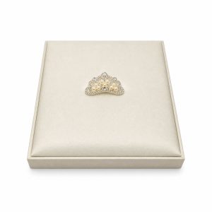 Ivory Silk Wedding Box Crown Pearl Brooch