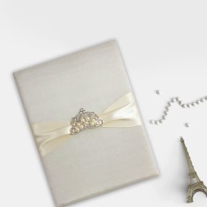 Crown brooch embellished silk card