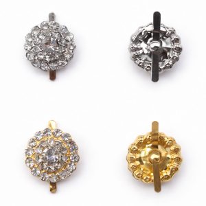 crystal button design with silver or gold plating from Thailand