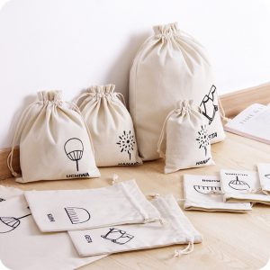Custom cotton drawstring bag with 1 color logo print