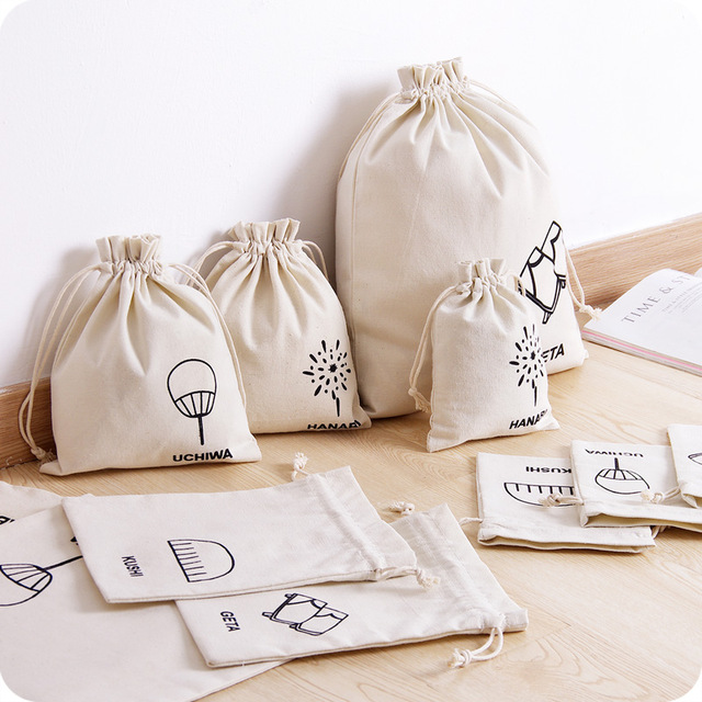 Custom Logo Printed Cotton Drawstring Bags Form Thai Eco Bag Factory