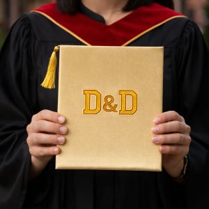 Custom embroidered golden silk certificate holder for graduation