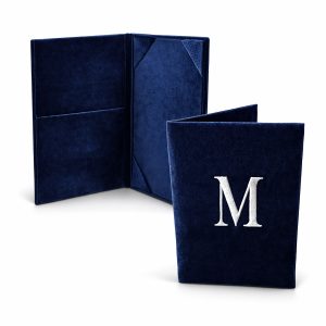 Custom monogram embroidered personalized wedding inviattion card folio