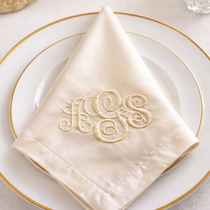 Monogram Embroidered Silk Wedding Napkins