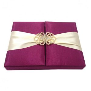 Magenta silk invitation box