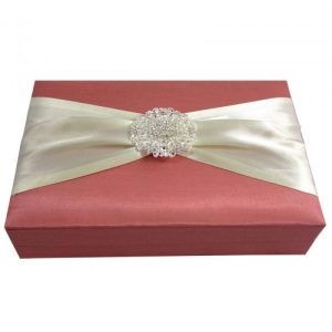 Embellished pink silk wedding box