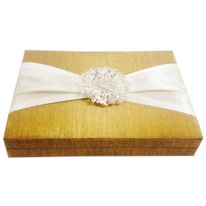 Embellished golden wedding box for invitation cards