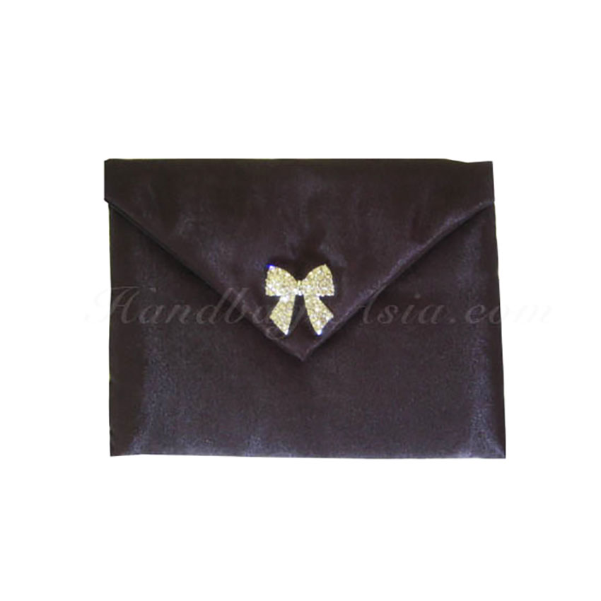 Crystal Bow Embellished Silk Envelope For Wedding Cards & Jewelry