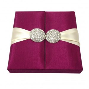 Embellished magenta silk invitation box