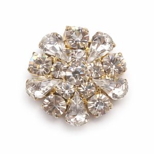 Gold flat back crystal button from Thailand