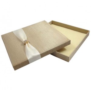 Champagne silk wedding box for invitation cards