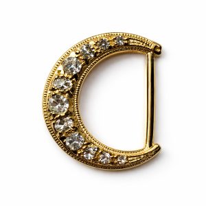 Gold moon rhinestone buckle