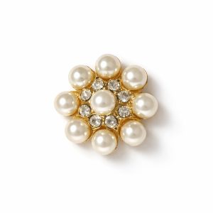 gold pearl button brooch