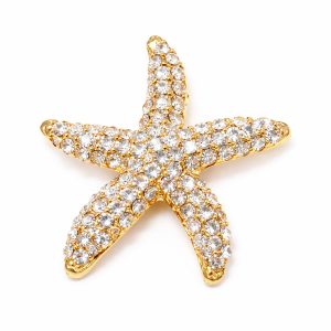 Gold rhinestone starfish brooch