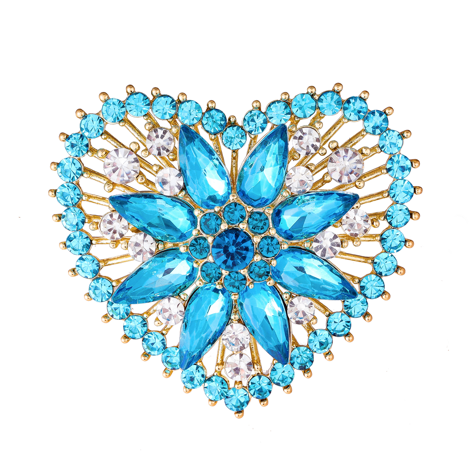 heart shaped rhinestone brooch